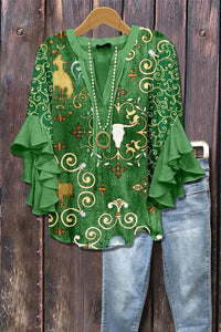 Casual Top With A Creative Floral Print And Digital Printing