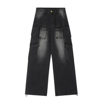 Multi-pocket Loose Multi-pocket Washed Distressed Pants