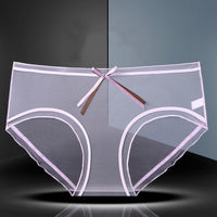 Full Transparent Panties Women's Mesh Lace Mid-waist Large Size
