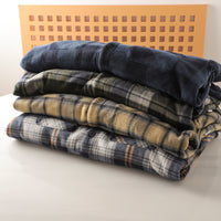 Autumn And Winter Fleece-lined Warm Composite Lambswool Plaid Shirt Cotton-padded Coat