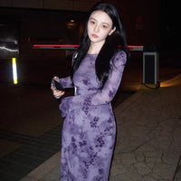 French-style Hong Kong Inspired Retro-print Dress