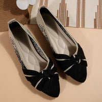 Womens Fashionable Slip-on Breathable Flat Shoes With A Bow