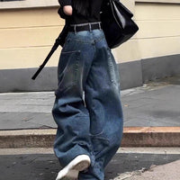 High Waist Crimp Wide Leg Jeans For Women Plus Size Mop Trousers