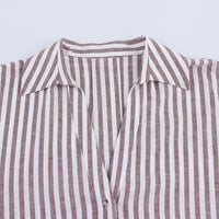 Women's Casual Striped Loose Lapel Long Sleeve Shirt