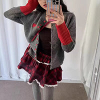 Women's Casual Fashion Gray Contrast Color Sweater