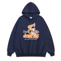 Men's Winter Thick Loose Flame Print Pullover