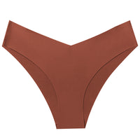 Ice Silk Seamless Women's Fashion V-cut Briefs Solid Color Breathable Fabric
