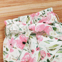 Cute Suit Baby Girl Flower Summer Printing Letter Cotton Three-piece Set