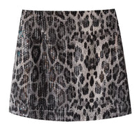 Leopard Print Skirt A- Line Skirt Heavy Industry Glitter