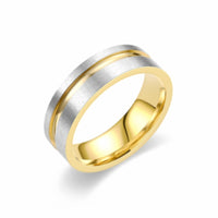 Fashionable All-match Titanium Steel Frosted Two-tone Ring