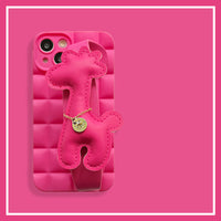 Rose Red Plaid Giraffe Wrist Phone Case