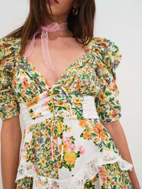 Floral Lace Patchwork Dress Women