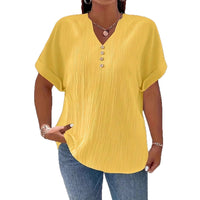 Summer Casual Women's Clothing Small V-neck Short-sleeve Top
