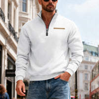 Men's Warm Stand Collar Contrast Stripes Sport Sweatshirt