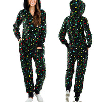 Snowman Print Hooded Homewear Jumpsuit