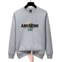 Fleece-lined Loose-fitting Casual Round-neck Long-sleeved T-shirt