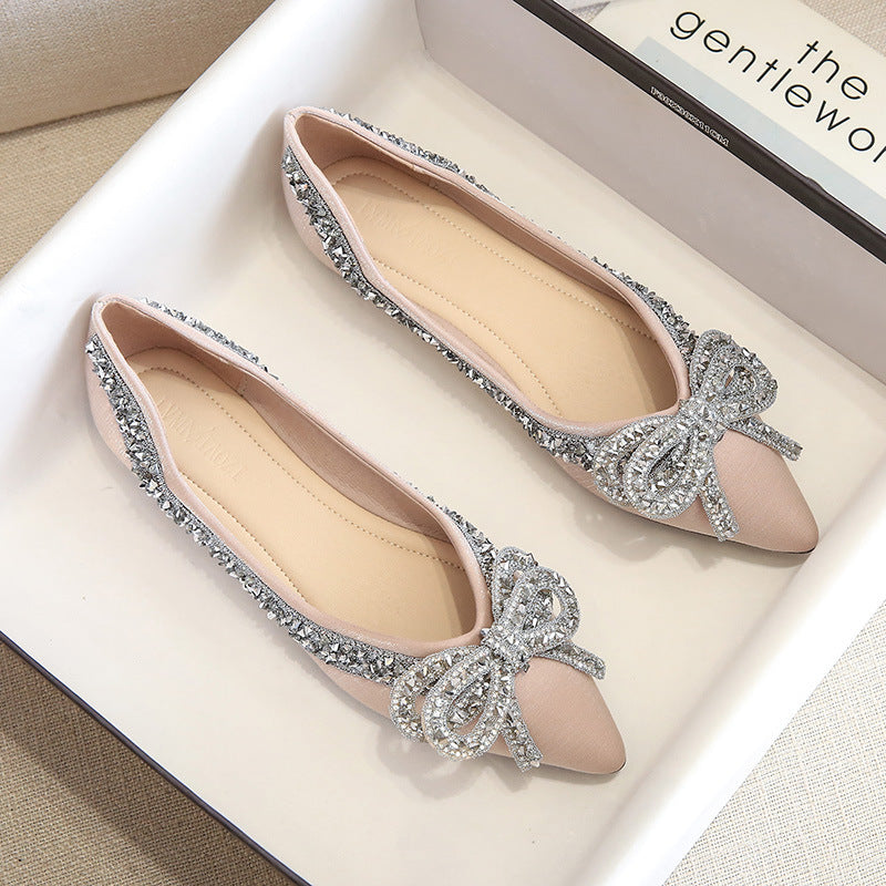 Spring And Autumn New Evening Style Flat Gentle Diamond Shoes