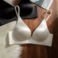 Womens Solid Color Minimalism Deep-V Satin Bodysuit