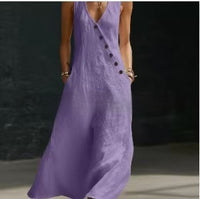 Womens Solid-Color Buttoned Tank Dress