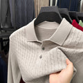 Loose-Fitting Solid-Color Casual V-Neck Knit Sweater For Middle-Aged Men