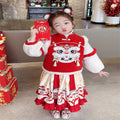Girls' Han Chinese Costume Fleece-lined Thickened Tang Suit New Year Chinese Style Suit