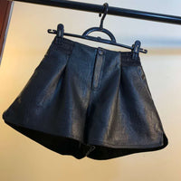 Women's Loose-fit High-waisted Leather Pants