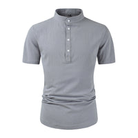 Loose Button Cotton And Linen Pure Color All-matching T-shirt