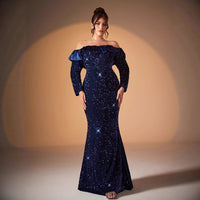 Off-the-shoulder Sequin Evening Gown For Proms