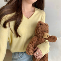 Loose Vneck Soft Cozy Sweater For Layering