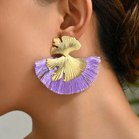 Luxury Retro-chic Fan-shaped Statement Earrings With Geometric Tassels