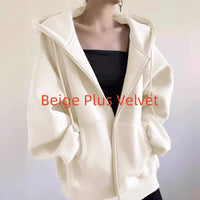 Maillard Vintage Zipper Hooded Sweater For Women Spring And Autumn