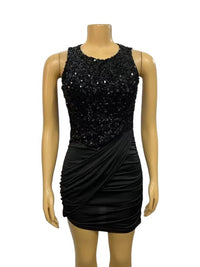 Asymmetrical Intricately Crafted Sequin And Bead Mini Skirt