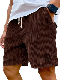 Men's Retro Embroidered Corduroy Fashionable Lace-up Casual Shorts