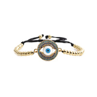 Copper Zircon Jewelry Fashionable Golden Adjustable Bracelet With A Devils Eye Design For Women