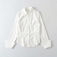 Women's French Preppy Style Solid Color Casual Long Sleeves Shirt
