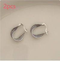 Twist Ear Clip S925 Sterling Silver Retro Twisted Eardrop Earring