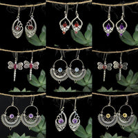 Sterling Silver Natural Crystals Vintage Ethnic Fairy Drop Earrings