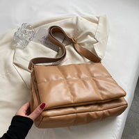 Plaid Shoulder Bag Winter Simple Messenger Bag Women Solid Color Flaps