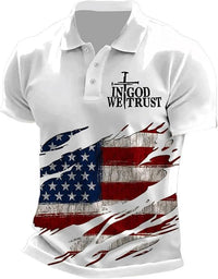Short-sleeve T-shirt With National Flag Print And A Turn-down Collar POLO Shirt