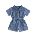 Girls' Lapel Cowboy Siamese Shorts