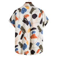 Casual Polo Collar Slim-fit 3D Printed Men's Shirt