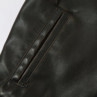 Solid Color PU Leather Coat Men