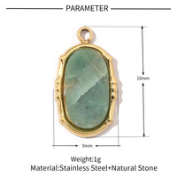 Bohemian Natural Stone Titanium Steel Necklace Pendant Oval Ornament Accessories