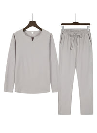 Men's Casual Solid Color Drawstring Waistband Pocket Suit
