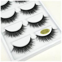 Five Pairs Of 3D Bushy Curling Slim Cross Eyelashes