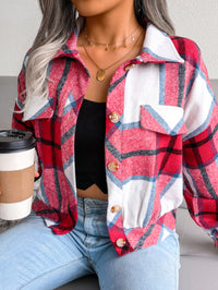 Plaid Lantern Sleeve Wool Coat Jacket