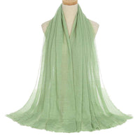 Pleated Viscose Yarn Monochrome Scarf Natural Wrinkled Cotton And Linen Burrs