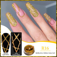 Nail Gel With A Glittery Brushed Finish And Reflective Sequins