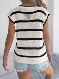 Women S Color Block Stripe Casual Loose Knit Sweater Top
