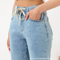 High-waisted Wide-leg Straight Jeans For Women